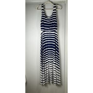 ATHLETA Blue White Maxi Long Stretch Soft Dress Size Large